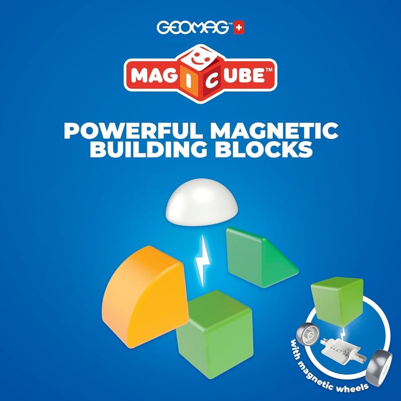 جيوماغ - Magicube 1+ أشكال - مكعبات مغناطيسية للأطفال - 4 ألوان وأشكال - 32 مكعبًا - بلاستيك معاد تدويره بنسبة 100% - Image 4