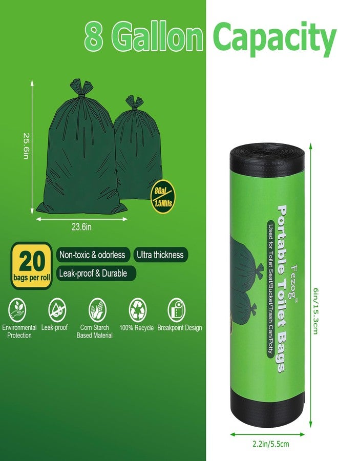 Fezog 40 PCS 1.5 Mils Portable Toilet Bags, 8 Gal Camping Toilet Bags for Portable Toilet, Portable Toilet Replacement Bags for Travel Outdoors, Leak-Proof Trash Bag for Camping Potty - Image 2