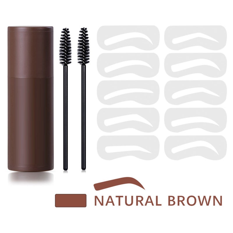 Eyebrow Stamp Kit 10 Stencils 2 Brushes Waterproof Sweatproof Lasting Eyebrow Makeup Powder Brown - Image 5
