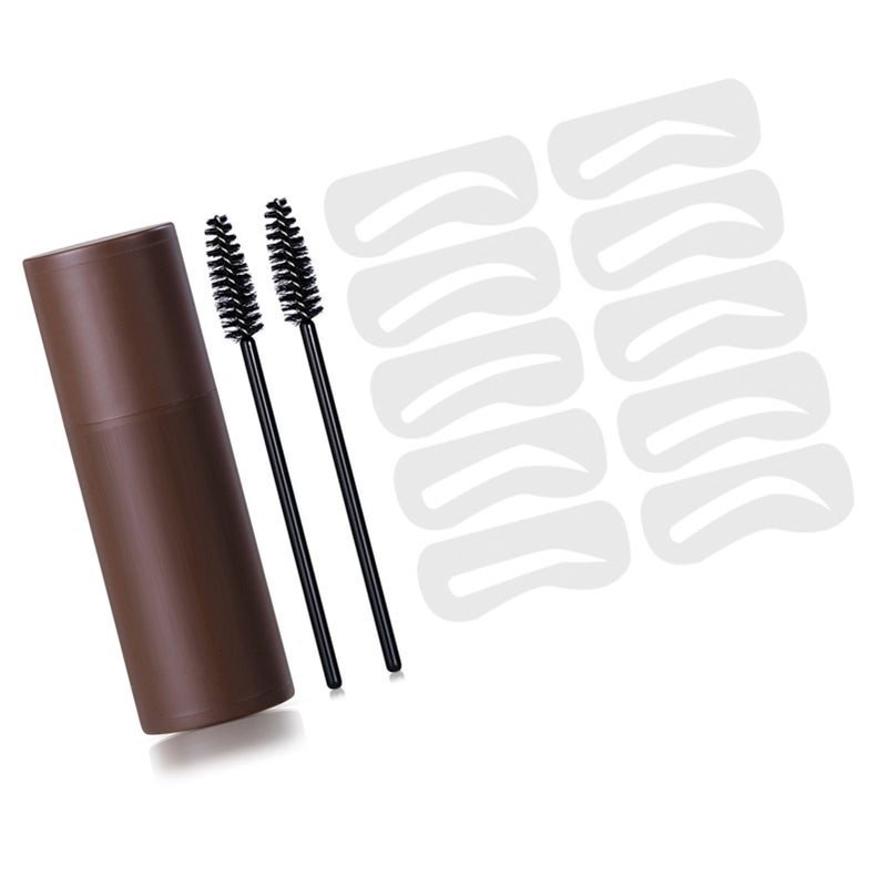Eyebrow Stamp Kit 10 Stencils 2 Brushes Waterproof Sweatproof Lasting Eyebrow Makeup Powder Brown - Image 3