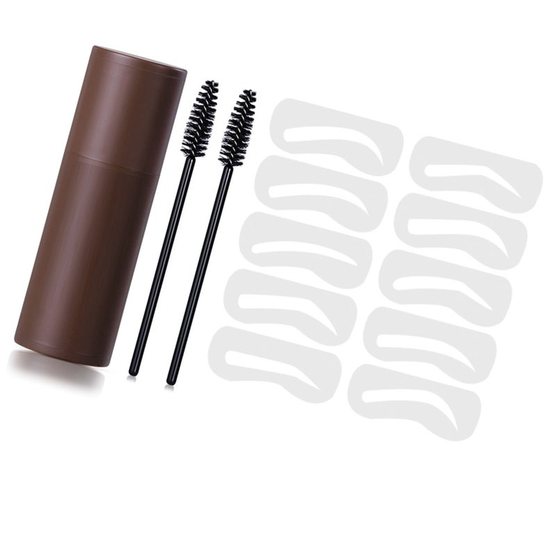 Eyebrow Stamp Kit 10 Stencils 2 Brushes Waterproof Sweatproof Lasting Eyebrow Makeup Powder Brown - Image 4