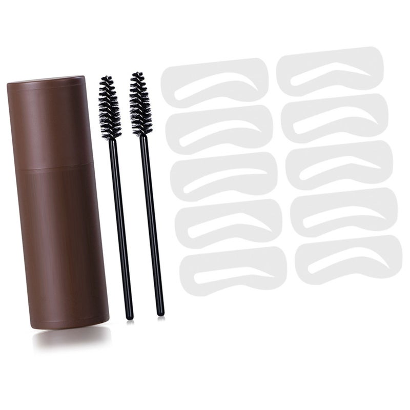 Eyebrow Stamp Kit 10 Stencils 2 Brushes Waterproof Sweatproof Lasting Eyebrow Makeup Powder Brown - Image 2