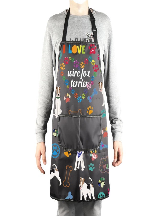 MBMSO Wire Fox Terrier Apron Dog Apron with Pockets Wire Fox Terrier Gifts for Dog Lover Dog Owner Gift Dog Mom Kitchen Apron (Wire Fox Terrier Apron-b) - Image 4