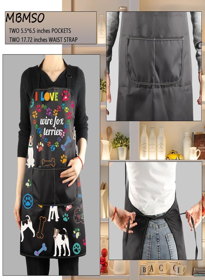 MBMSO Wire Fox Terrier Apron Dog Apron with Pockets Wire Fox Terrier Gifts for Dog Lover Dog Owner Gift Dog Mom Kitchen Apron (Wire Fox Terrier Apron-b) - Image 3
