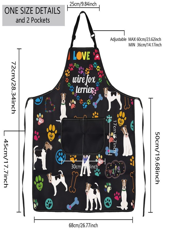 MBMSO Wire Fox Terrier Apron Dog Apron with Pockets Wire Fox Terrier Gifts for Dog Lover Dog Owner Gift Dog Mom Kitchen Apron (Wire Fox Terrier Apron-b) - Image 2
