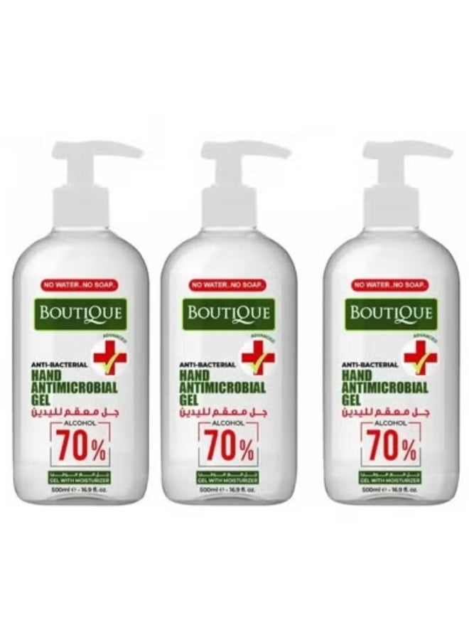 بوتيك 3 عبوات جل بوتيك لليدين مضاد للميكروبات ٥٠٠ مل - Image 1