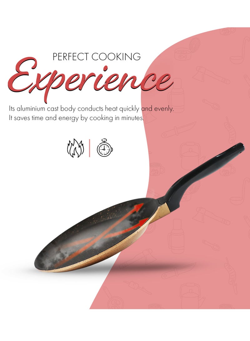Serenk Serenk Fun Cooking Non Stick Crepe Pan, Dosa Tawa with Granite Coating and Aluminum Body, Scratch and Cut Resistant Round Baking Pan for Omelette, Tortilla, Pancake, Egg, 8.6 Inch - Image 3