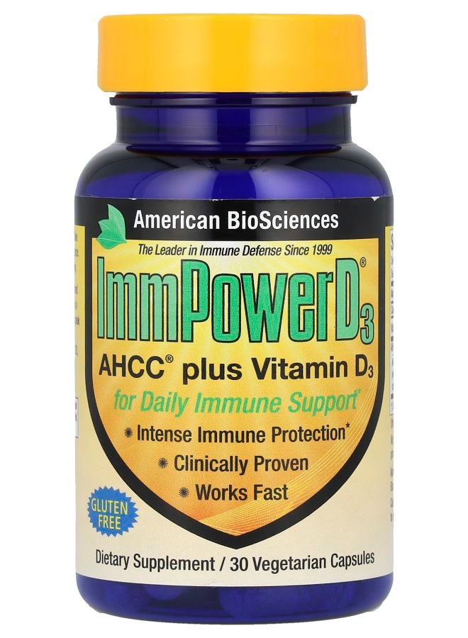 American BioSciences ImmPower® D3 AHCC® Plus Vitamin D3 30 Vegetarian Capsules