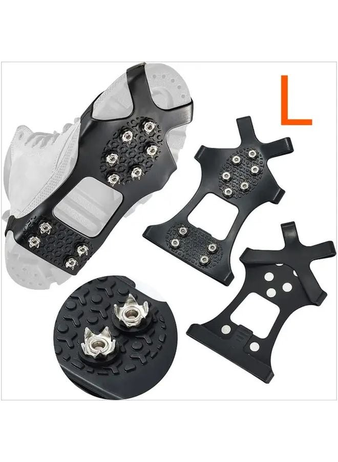 Heavy Duty 10 Tooth Anti Skiing Ice Grip Adjustable Strap For Hiking Climbing Winter Walking Code L - Image 1