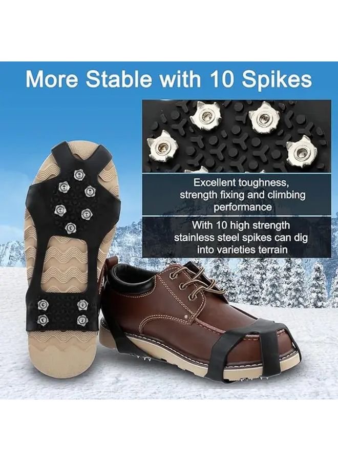 Heavy Duty 10 Tooth Anti Skiing Ice Grip Adjustable Strap For Hiking Climbing Winter Walking Code L - Image 2