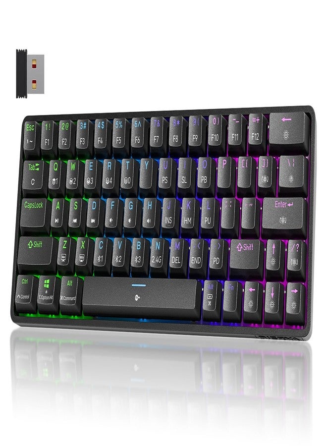 TMKB Technology Mechanical KeyBoard لوحة مفاتيح الألعاب TMKB T63، لوحة مفاتيح ميكانيكية لاسلكية بنسبة 60% مزودة بتقنية بلوتوث/2.4 جيجا هرتز/منفذ Type-C، تصميم مدمج بـ 63 مفتاحًا مضادًا للظلال، إضاءة خلفية RGB، مفاتيح خطية حمراء - أسود - Image 1