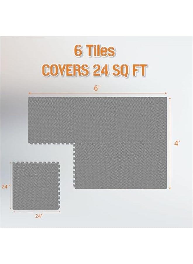 Arabest - GWT Exercise Mat, EVA Foam Interlocking Floor Tiles for Home Gym, Workout Equipment, Treadmill, Protective Flooring, Fit 24 SQ FT (6 Pieces) - Image 1