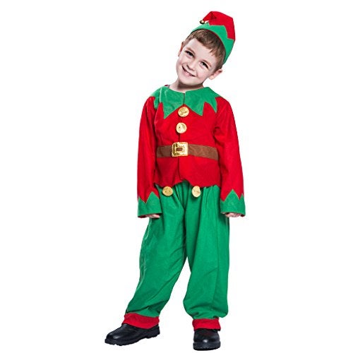 EraSpooky Elf Costume for Kids Boys Christmas Childrens Costumes Outfit Set Santa Elf Costume Dress Up Funny Cosplay Party - Image 1