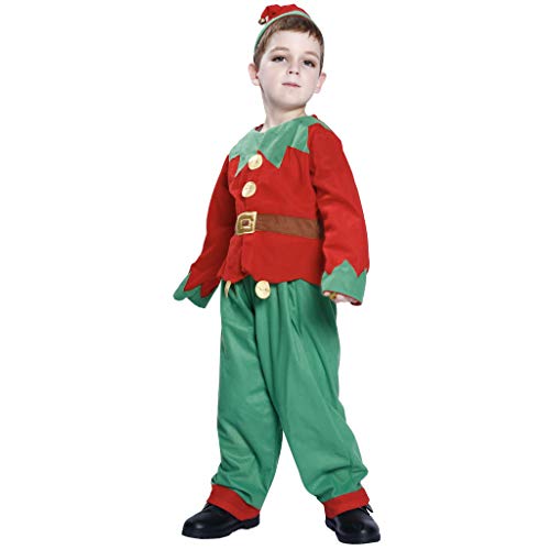 EraSpooky Elf Costume for Kids Boys Christmas Childrens Costumes Outfit Set Santa Elf Costume Dress Up Funny Cosplay Party - Image 5
