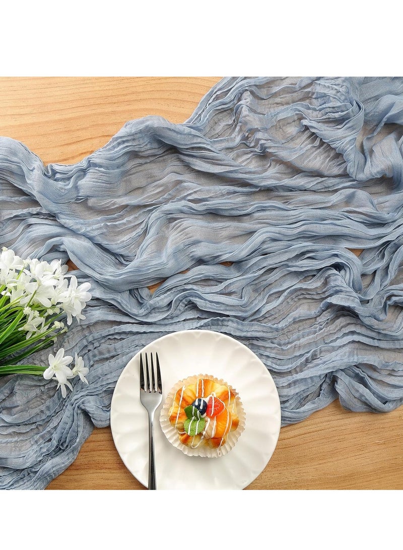 فلاي رود مفرش طاولة شفاف من Chessian لتزيين حفلات استقبال الزفاف وحفلات الزفاف، قطعة مركزية للطاولة 90*300 سم، أزرق - Image 5