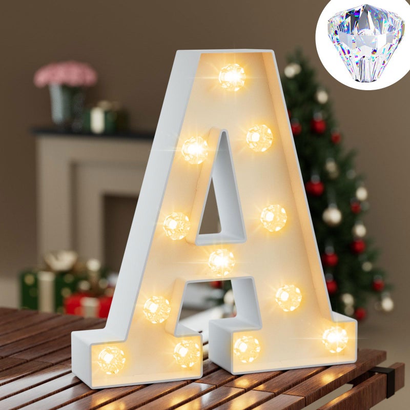 Light Up Letters LED Letter Lights 26 Alphabet Diamond Bulb Marquee Light Up Letters Lighted Letter Sign Night Light for Home Party Wedding Birthday Graduation DecorA