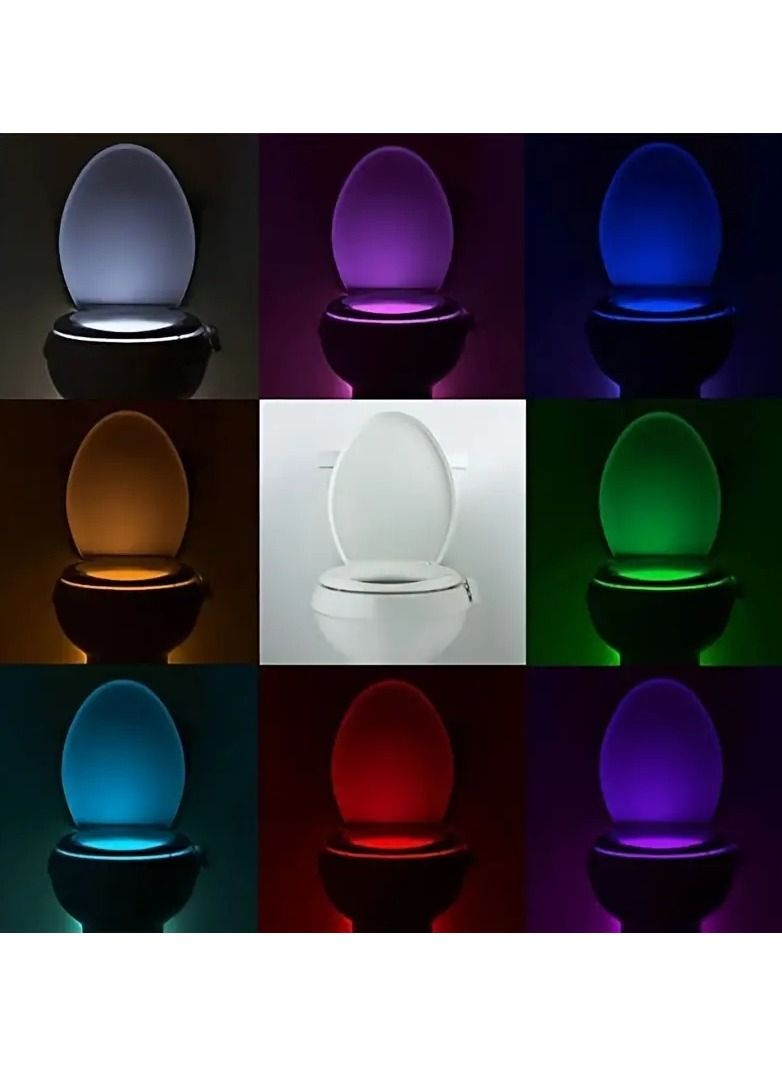 ضوء ليلي للمرحاض 1 قطعة، مصباح LED يعمل بحساس الحركة، 8 ألوان متغيرة لضوء الليل في الحمام لكرسي المرحاض - Image 2