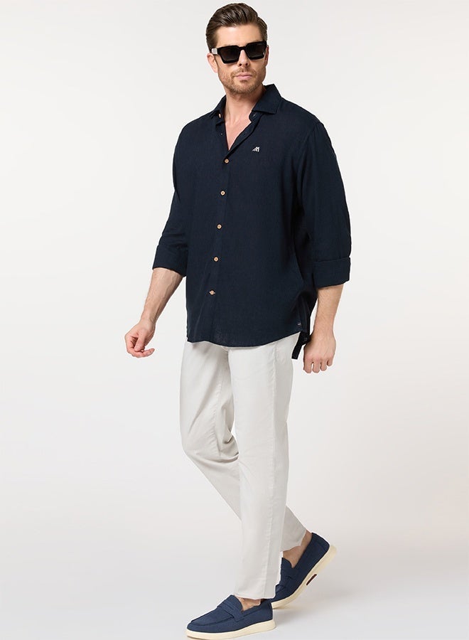 Mannerism The Deep Night Navy Lyocell Shirt with Smooth Elegance - Image 5