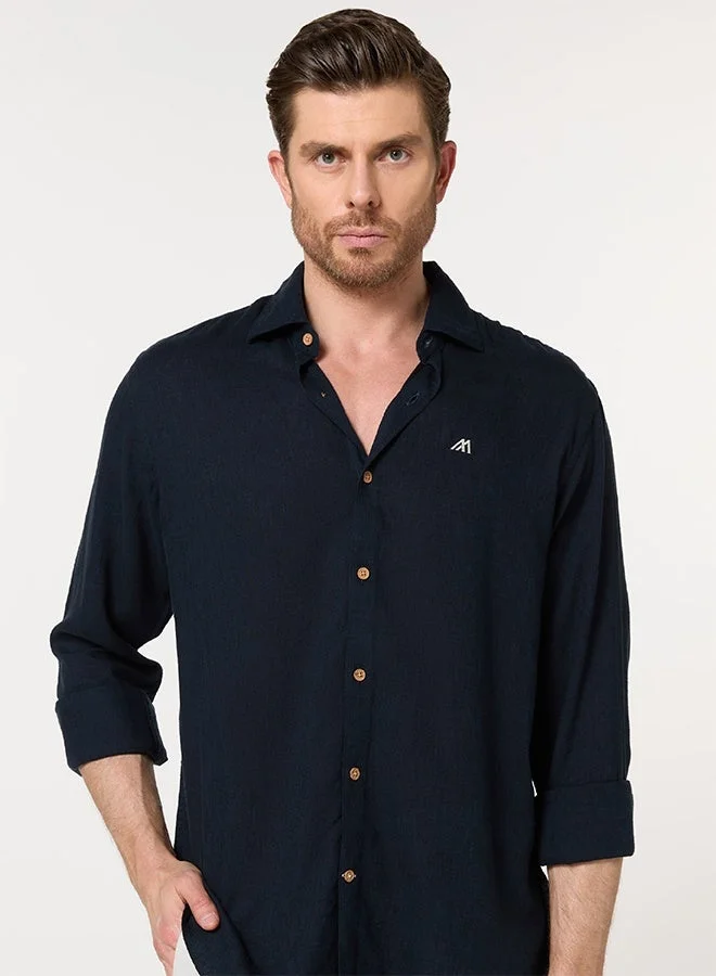 Mannerism The Deep Night Navy Lyocell Shirt with Smooth Elegance