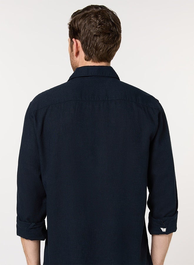 Mannerism The Deep Night Navy Lyocell Linen Shirt with Smooth Elegance - Image 5