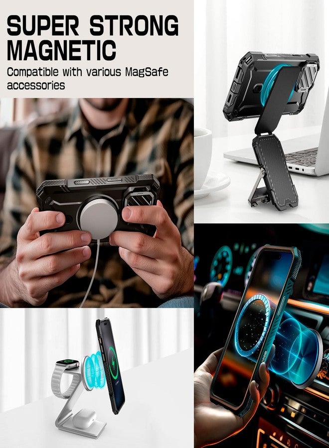 سوبكيس جراب SUPCASE لهاتف iPhone 16 Pro Max مع زر تحكم بالكاميرا (UBMag XT)، [متوافق مع MagSafe] [حامل مدمج لغطاء الكاميرا] [حماية فائقة] جراب هاتف مغناطيسي متين، داكن - Image 4