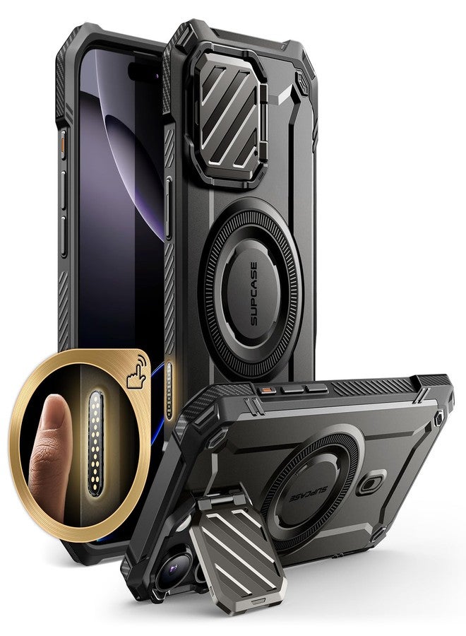 سوبكيس جراب SUPCASE لهاتف iPhone 16 Pro Max مع زر تحكم بالكاميرا (UBMag XT)، [متوافق مع MagSafe] [حامل مدمج لغطاء الكاميرا] [حماية فائقة] جراب هاتف مغناطيسي متين، داكن - Image 1