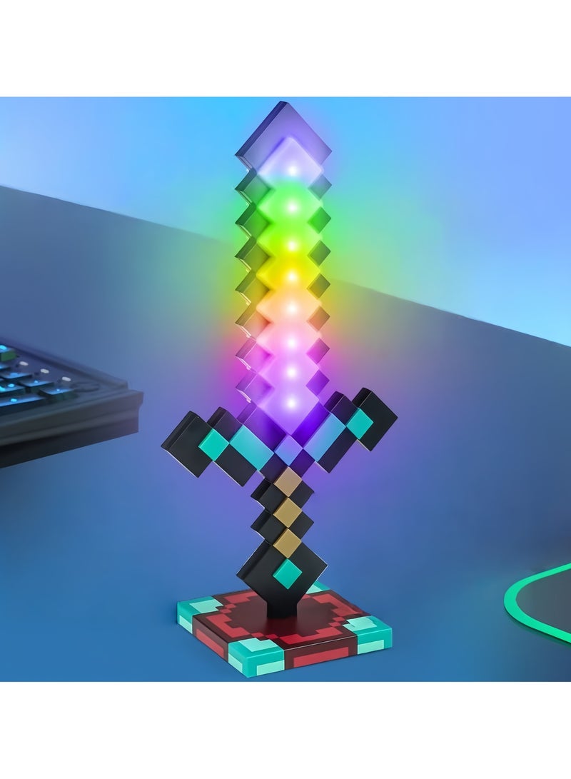 DF Minecraft Diamond Sword Night Light, 14-Color Changing Sword, Force Star Wars Laser Sword, Children's Boy Toy Lightsaber - Image 1
