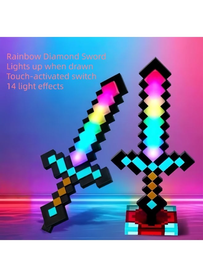 DF Minecraft Diamond Sword Night Light, 14-Color Changing Sword, Force Star Wars Laser Sword, Children's Boy Toy Lightsaber - Image 2