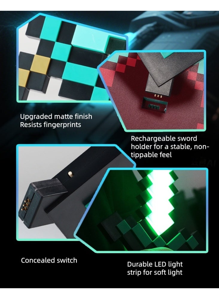 DF Minecraft Diamond Sword Night Light, 14-Color Changing Sword, Force Star Wars Laser Sword, Children's Boy Toy Lightsaber - Image 4