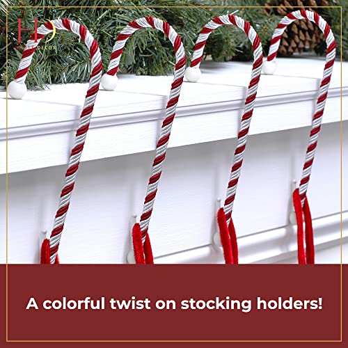 Haute Decor Candy Cane Stocking Holder (Classic Red & White, 4-Pack) - Lightweight Christmas Stocking Hanger, Holds up to 10 pounds - Image 3