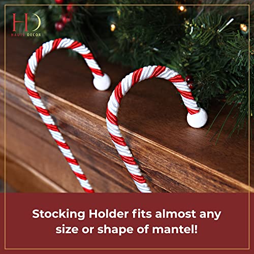 Haute Decor Candy Cane Stocking Holder (Classic Red & White, 4-Pack) - Lightweight Christmas Stocking Hanger, Holds up to 10 pounds - Image 5
