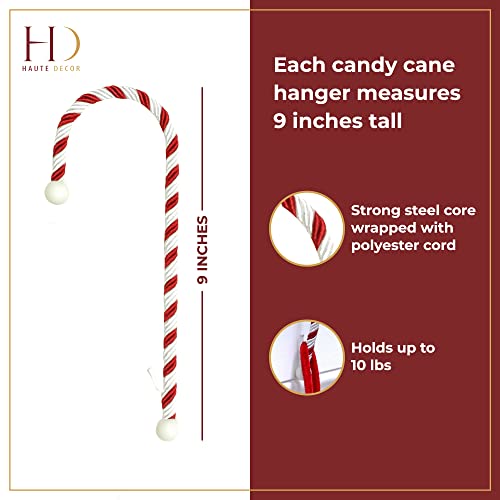 Haute Decor Candy Cane Stocking Holder (Classic Red & White, 4-Pack) - Lightweight Christmas Stocking Hanger, Holds up to 10 pounds - Image 4