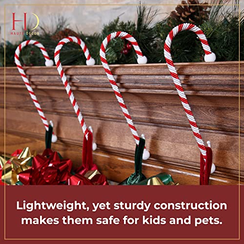Haute Decor Candy Cane Stocking Holder (Classic Red & White, 4-Pack) - Lightweight Christmas Stocking Hanger, Holds up to 10 pounds - Image 2