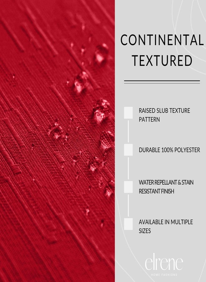 Elrene Home Fashions Continental Solid Texture Water and Stain Resistant Slub-Weave Textured Tablecloth, 60"X84" Oval, Red - Image 3