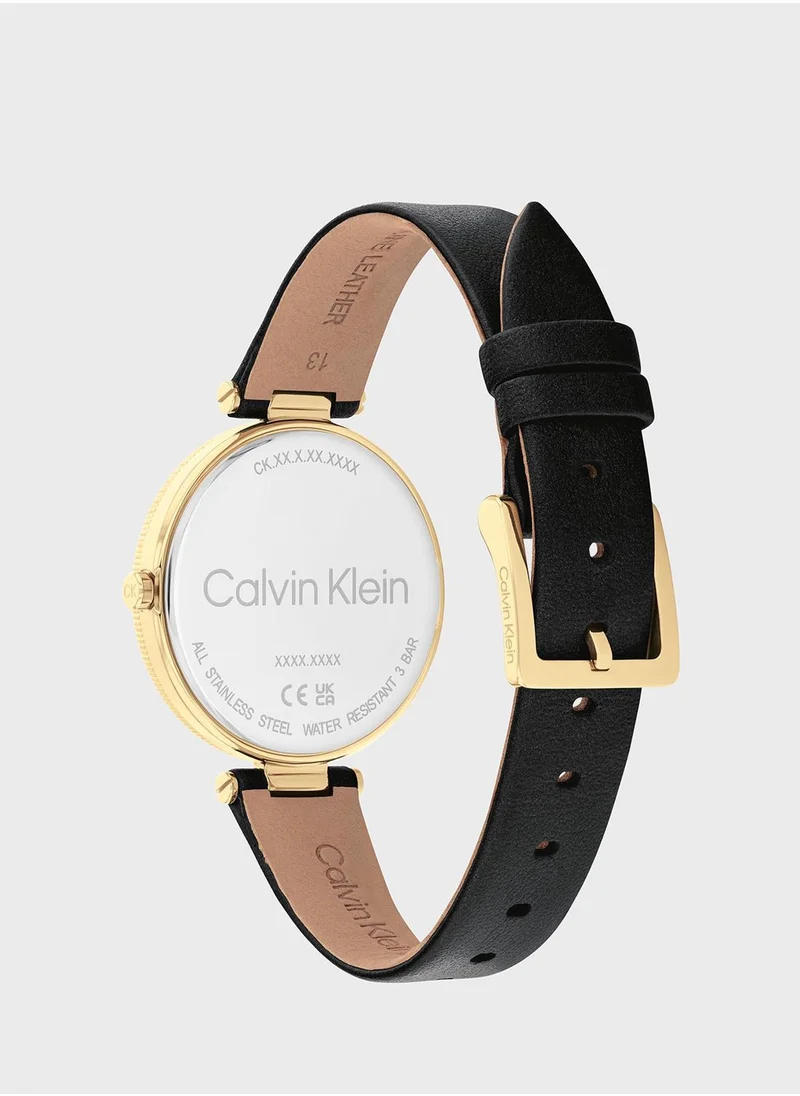 CALVIN KLEIN Leather Strap Analog Watch