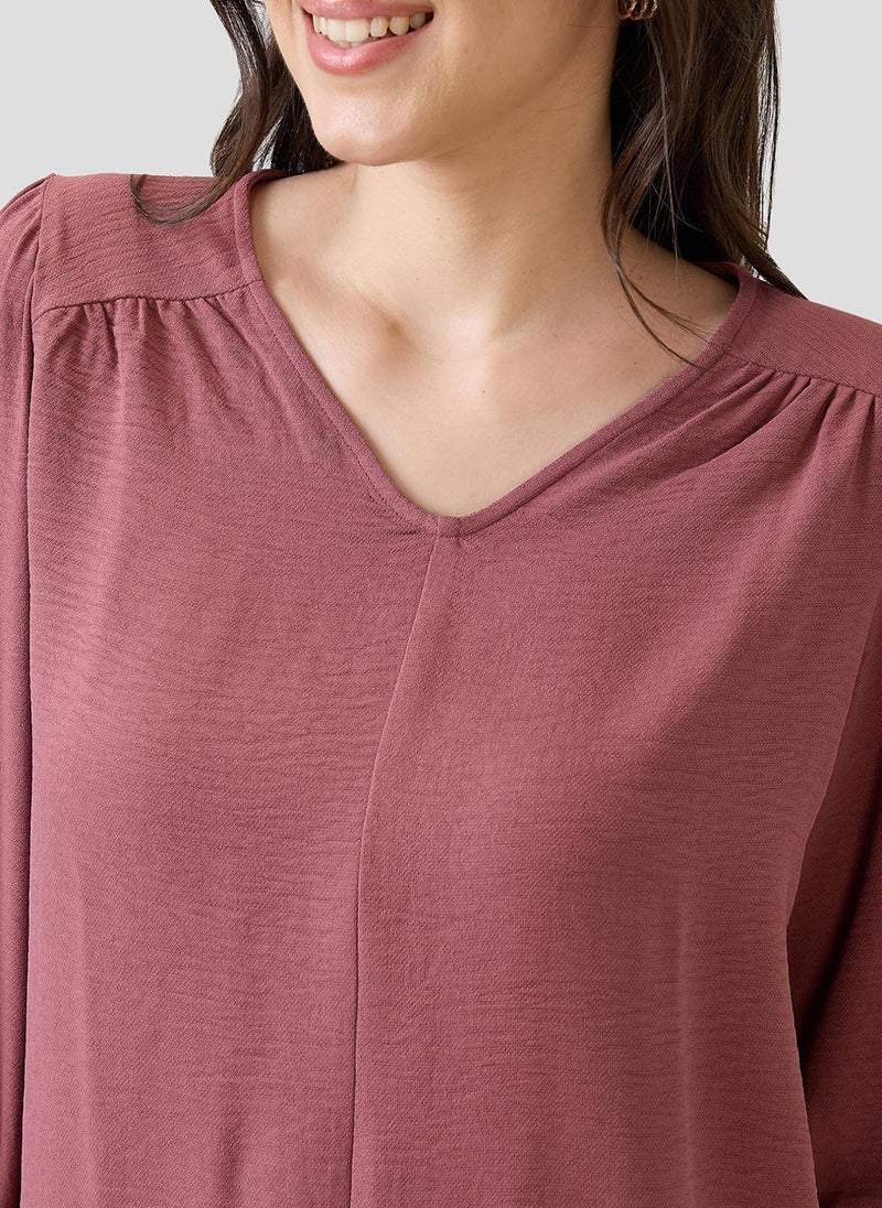 Globus Women's Pink Formal Top with V-Neck and Self Design Details - Image 5