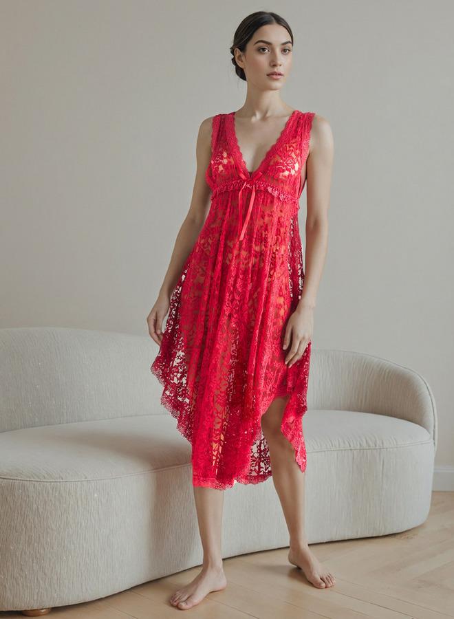 سبلاش فيڤ قميص نوم دانتيل للعروس - Image 1