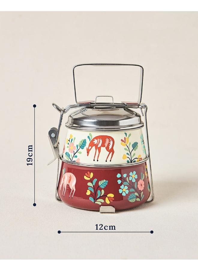 Chumbak Hangul Hand-painted 2-tier Tiffin, 1000 ml | Kashmir Trails - Image 5