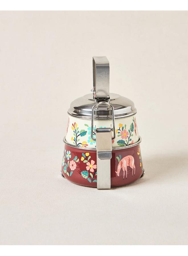 Chumbak Hangul Hand-painted 2-tier Tiffin, 1000 ml | Kashmir Trails - Image 2