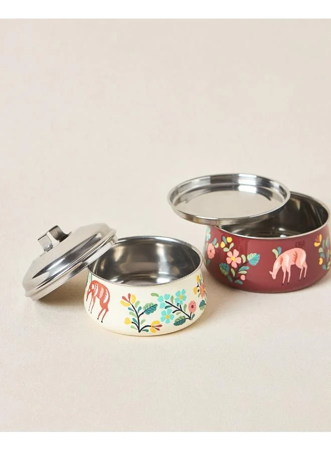 Chumbak  Hangul Hand-painted 2-tier Tiffin, 1000 ml | Kashmir Trails  | Best Price UAE
