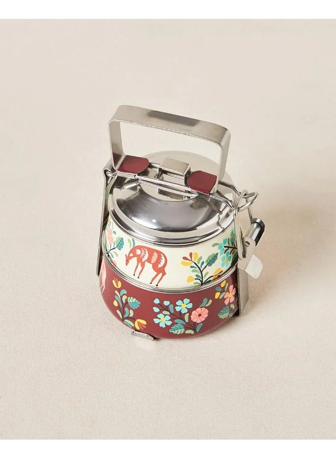 Chumbak  Hangul Hand-painted 2-tier Tiffin, 1000 ml | Kashmir Trails  | Best Price UAE
