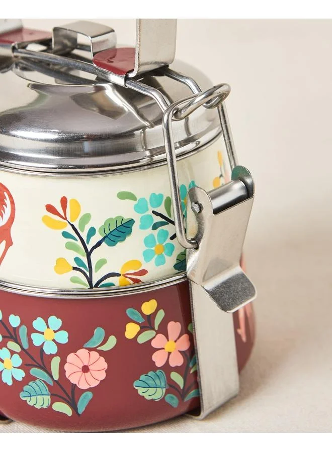 Chumbak  Hangul Hand-painted 2-tier Tiffin, 1000 ml | Kashmir Trails  | Best Price UAE