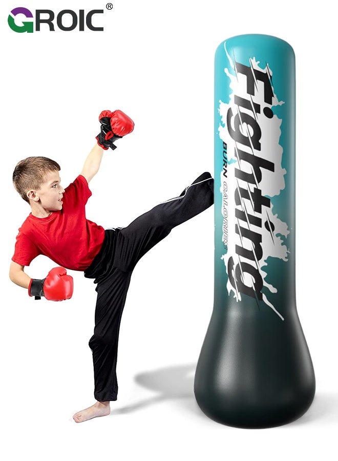 GROIC Inflatable Punching Bag Set,1.5M Punching Bag with "Fighting" Motif for Adults and kids,Freestanding Power Boxing Bag,Stress Boxing Target Bag,Training Equipment Exercise Boxing Standing Punching Bag - Image 1