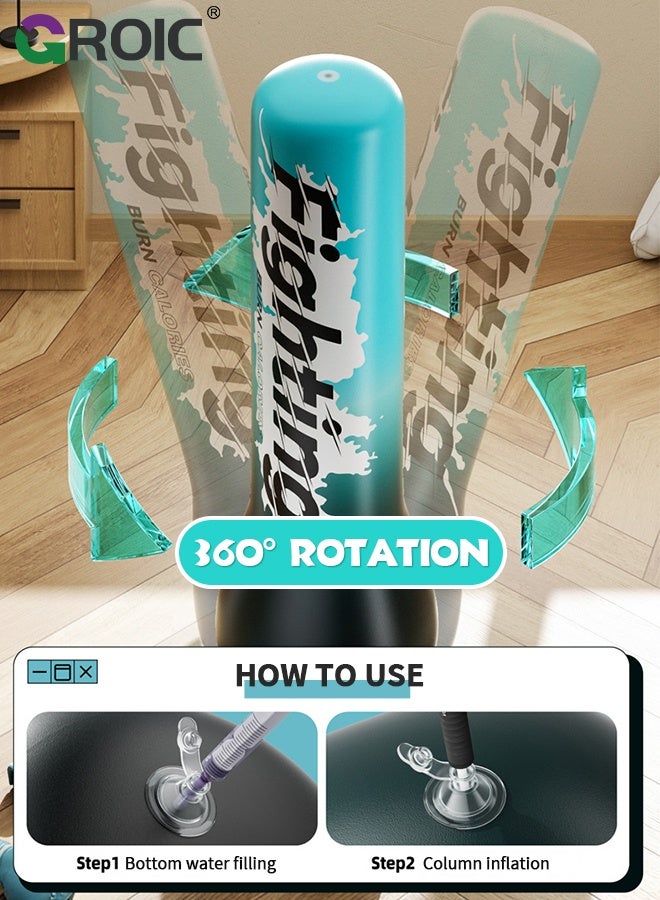 GROIC Inflatable Punching Bag Set,1.5M Punching Bag with "Fighting" Motif for Adults and kids,Freestanding Power Boxing Bag,Stress Boxing Target Bag,Training Equipment Exercise Boxing Standing Punching Bag - Image 3