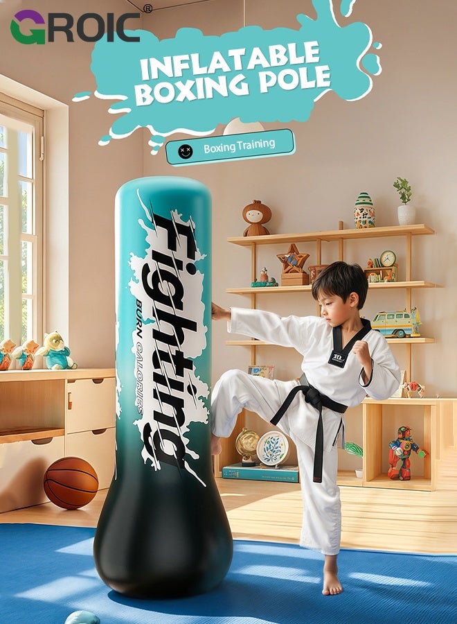GROIC Inflatable Punching Bag Set,1.5M Punching Bag with "Fighting" Motif for Adults and kids,Freestanding Power Boxing Bag,Stress Boxing Target Bag,Training Equipment Exercise Boxing Standing Punching Bag - Image 2