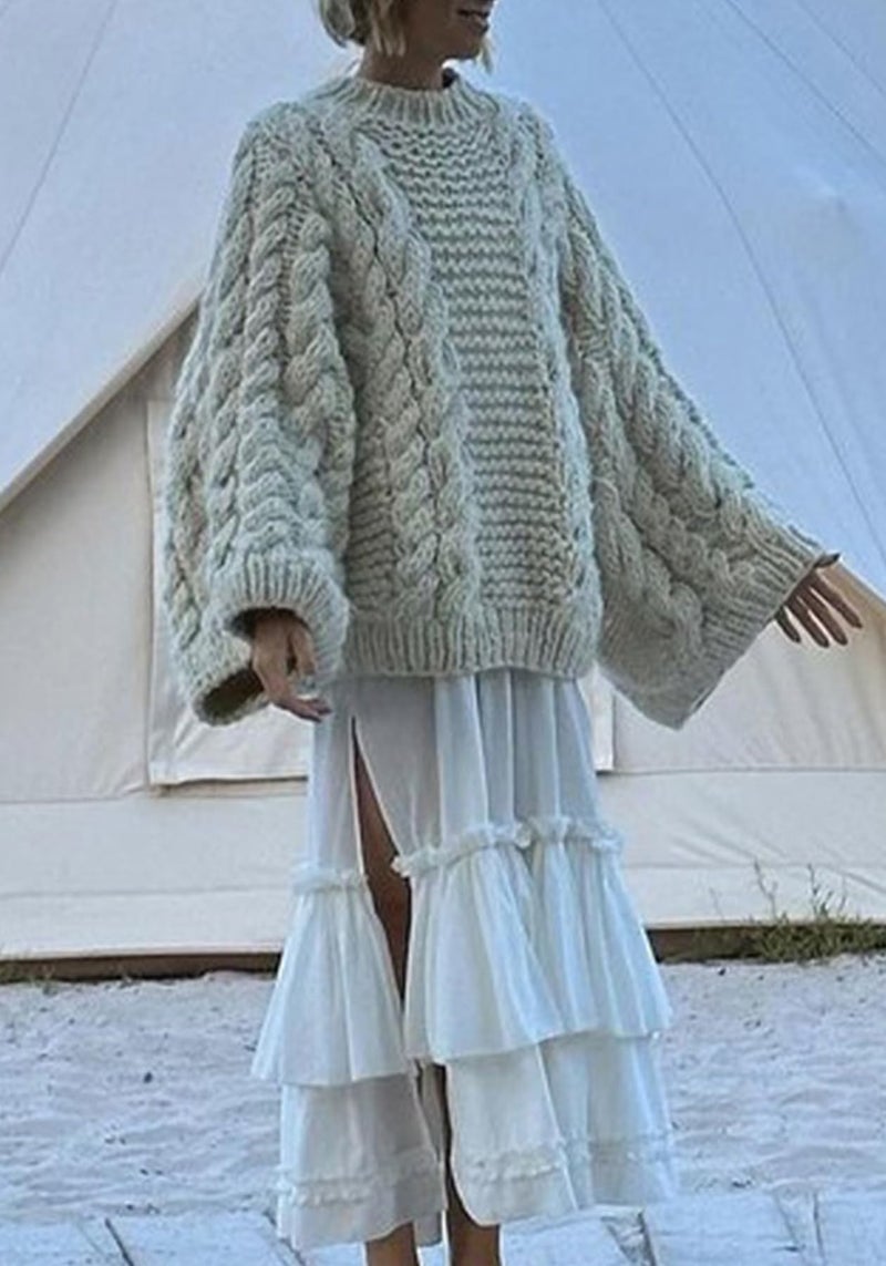 Unybwonn Winter Sweaters for Women Bolero Long Sleeve Oversized Cable Knit Loose Thick Pullover Sweater 2025 Trendy Clothes Beige - Image 3