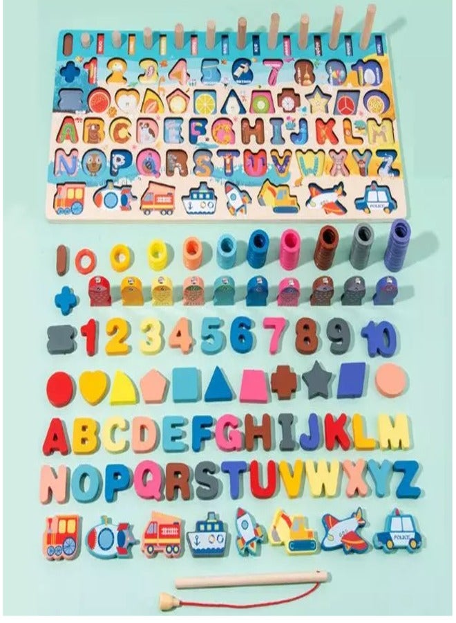 Go4Shop Wooden ABC Fishing Toy For Kids Geometric Shape Cognition Puzzle - Image 2