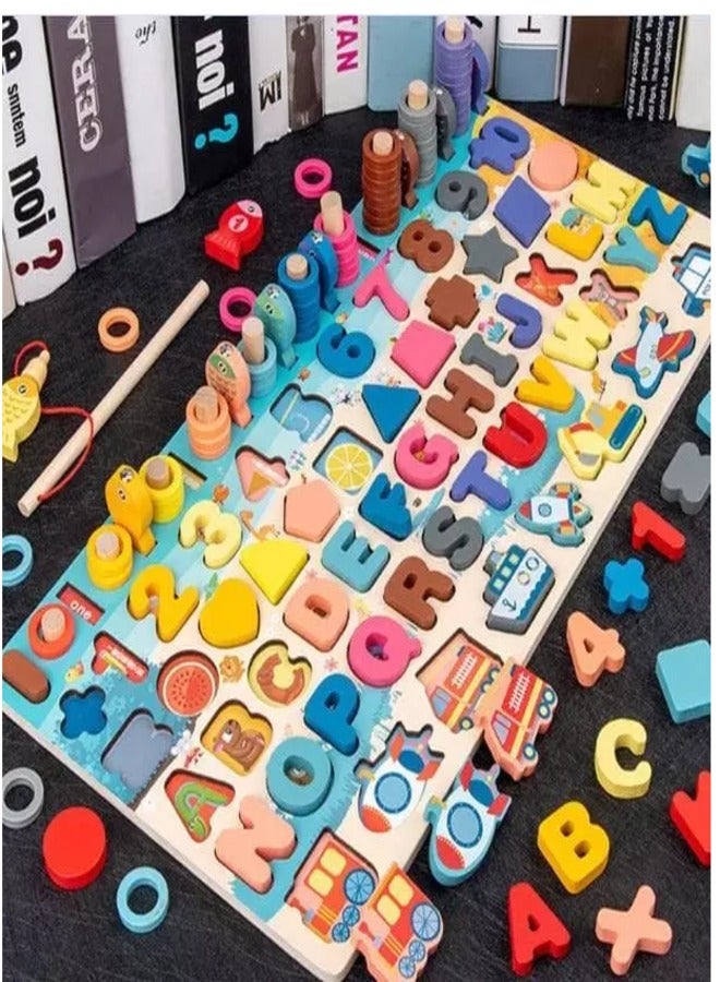 Go4Shop Wooden ABC Fishing Toy For Kids Geometric Shape Cognition Puzzle - Image 1