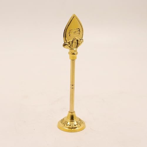 Putrika Traditional Handcrafted Brass Lord Muruga Vel God Idol with Round Base for Home Pooja|Puja|Murgavel Idol Size[110gm] - Vel Stand 15cm - Image 2