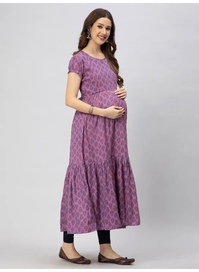 CEE 18 Women's Cotton Rayon A-Line Maternity Feeding Kurti with Zippers